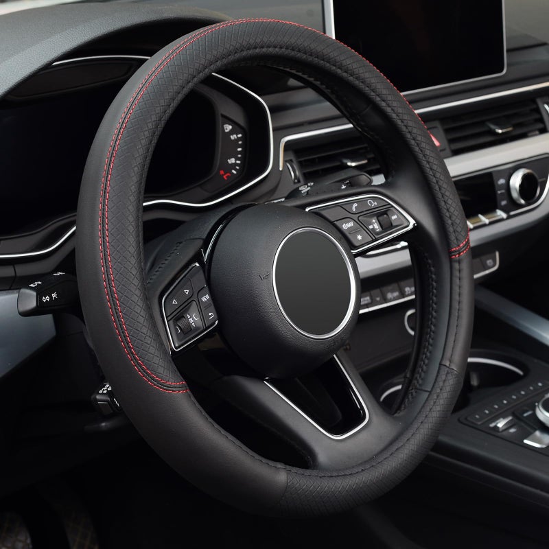 LABBYWAY Steering Wheel Cover, Universal Fit 15 Inch Microfiber Leather Car Wheel Protector, Anti-Slip, Black - Image 1